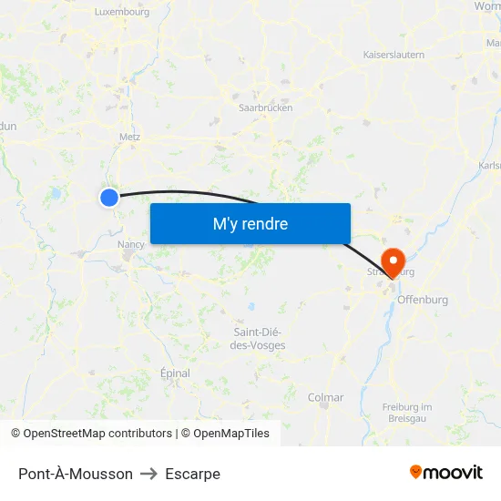 Pont-À-Mousson to Escarpe map