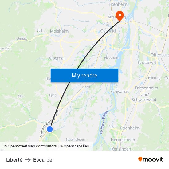 Liberté to Escarpe map