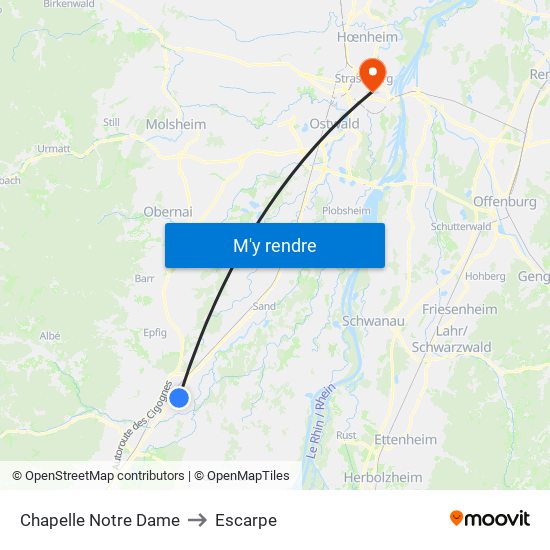 Chapelle Notre Dame to Escarpe map