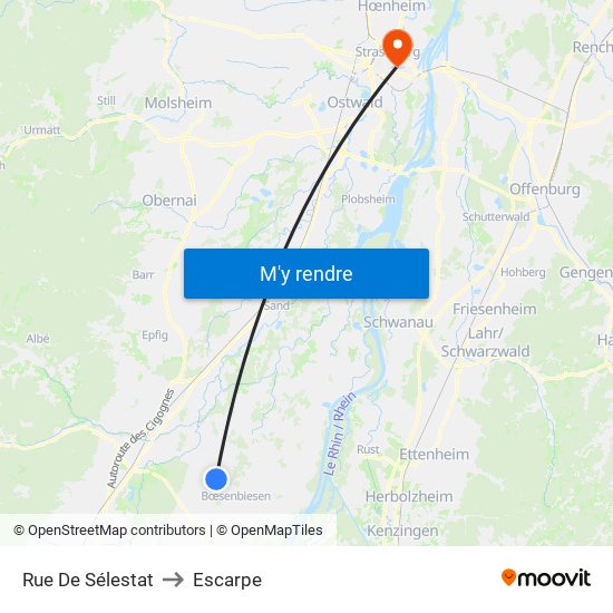 Rue De Sélestat to Escarpe map
