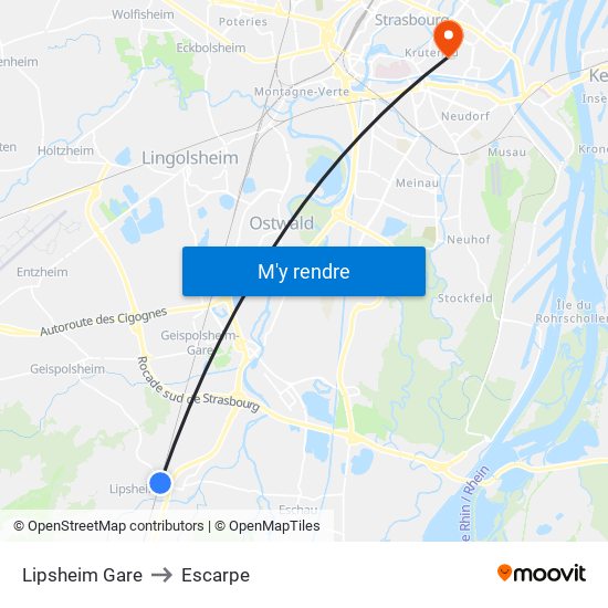 Lipsheim Gare to Escarpe map