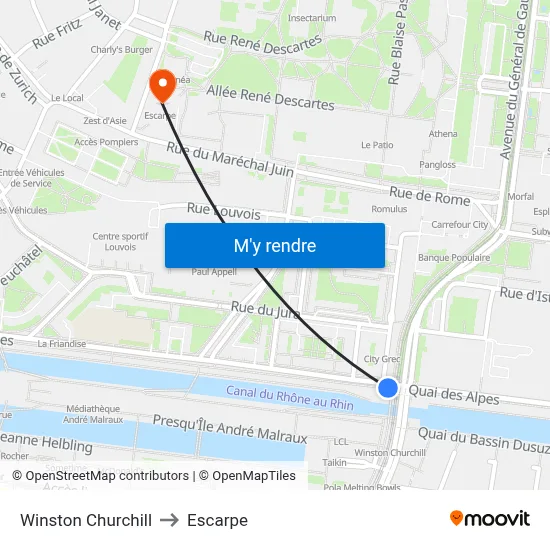Winston Churchill to Escarpe map