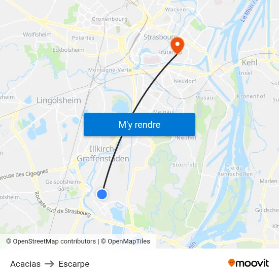 Acacias to Escarpe map