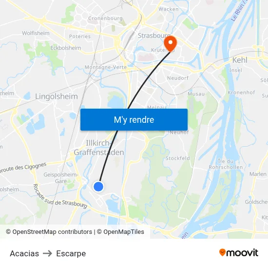 Acacias to Escarpe map