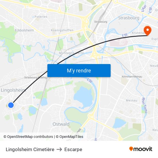 Lingolsheim Cimetière to Escarpe map