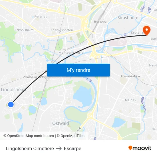 Lingolsheim Cimetière to Escarpe map