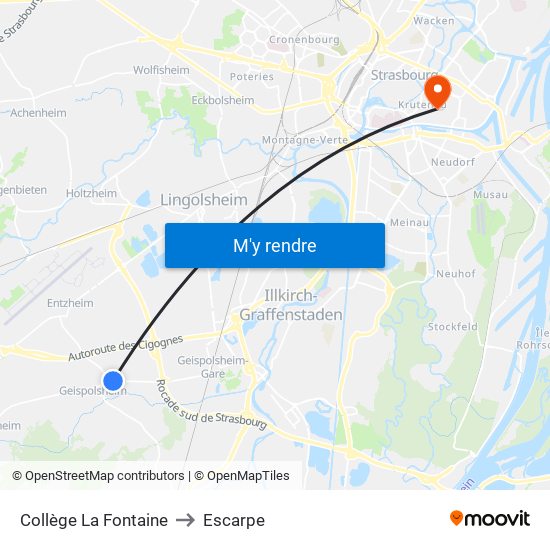 Collège La Fontaine to Escarpe map