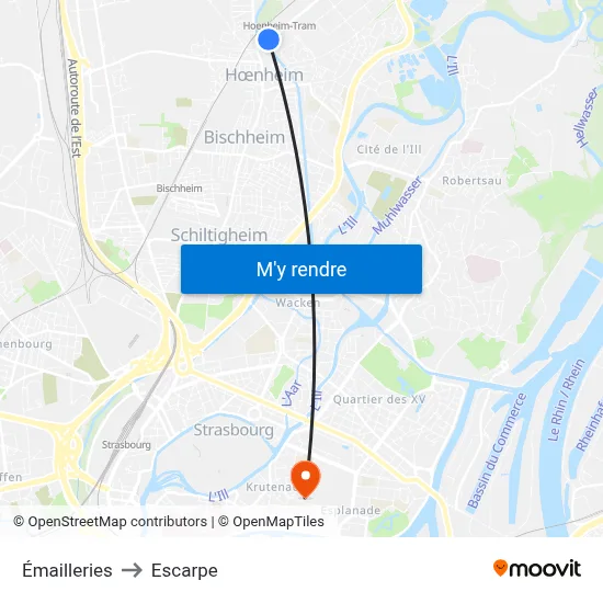 Émailleries to Escarpe map