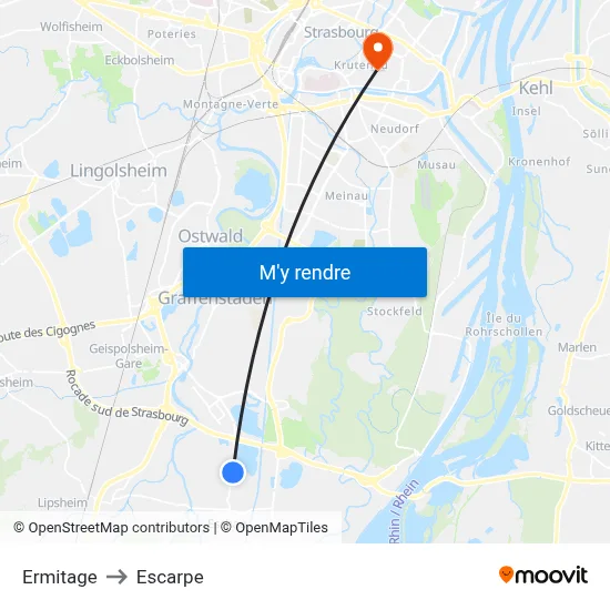 Ermitage to Escarpe map