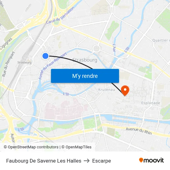 Faubourg De Saverne Les Halles to Escarpe map