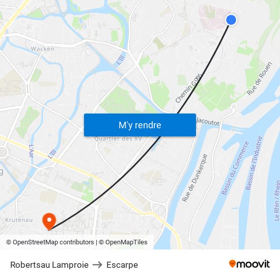 Robertsau Lamproie to Escarpe map