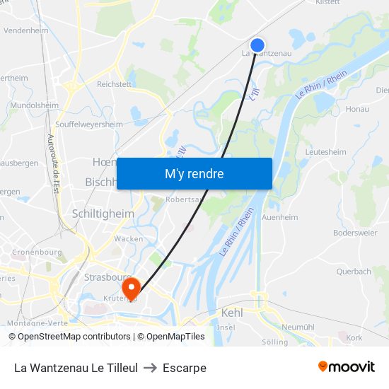 La Wantzenau Le Tilleul to Escarpe map