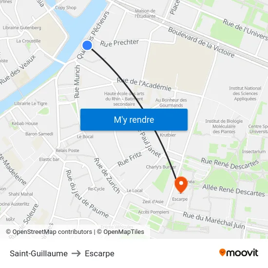 Saint-Guillaume to Escarpe map