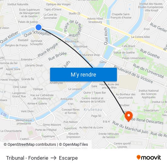 Tribunal - Fonderie to Escarpe map