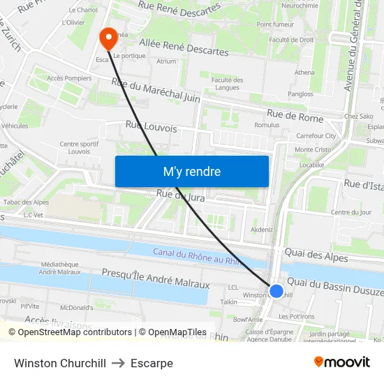 Winston Churchill to Escarpe map