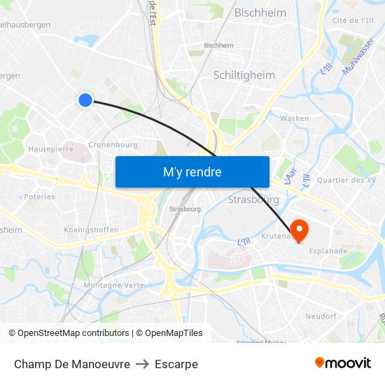 Champ De Manoeuvre to Escarpe map