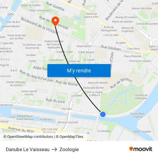 Danube Le Vaisseau to Zoologie map