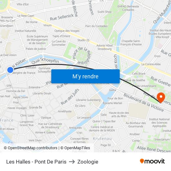 Les Halles - Pont De Paris to Zoologie map