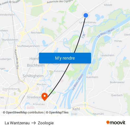 La Wantzenau to Zoologie map