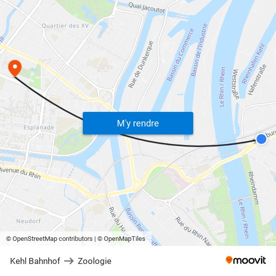 Kehl Bahnhof to Zoologie map