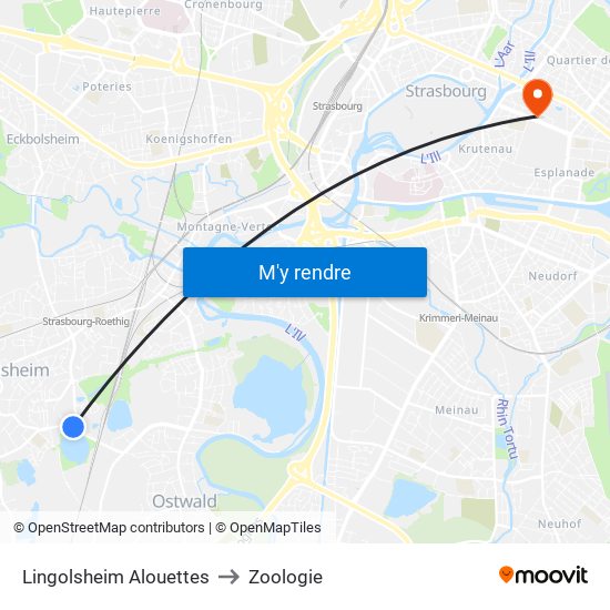 Lingolsheim Alouettes to Zoologie map