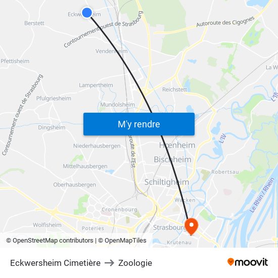 Eckwersheim Cimetière to Zoologie map