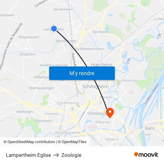 Lampertheim Eglise to Zoologie map