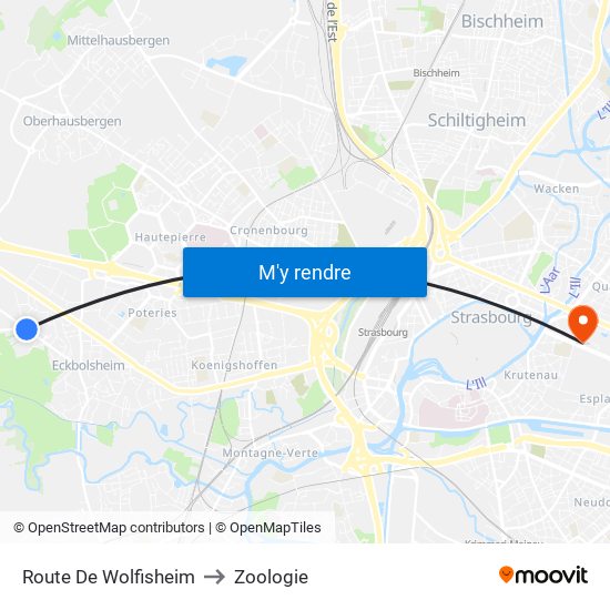 Route De Wolfisheim to Zoologie map