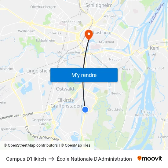 Campus D'Illkirch to École Nationale D'Administration map