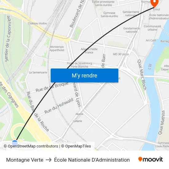 Montagne Verte to École Nationale D'Administration map