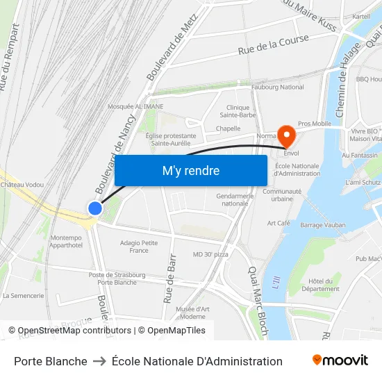 Porte Blanche to École Nationale D'Administration map