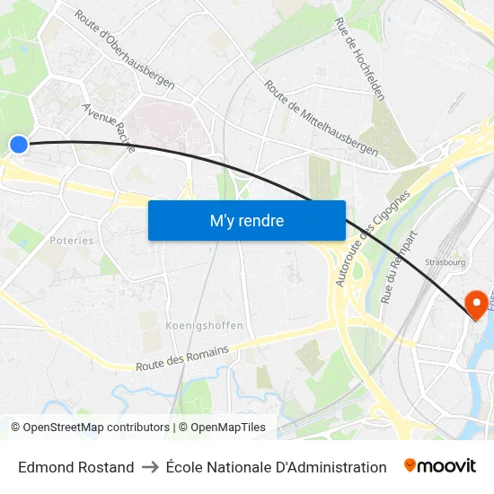 Edmond Rostand to École Nationale D'Administration map