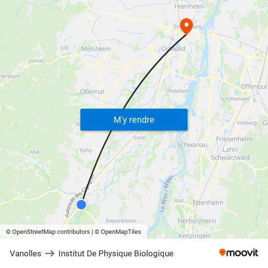 Vanolles to Institut De Physique Biologique map