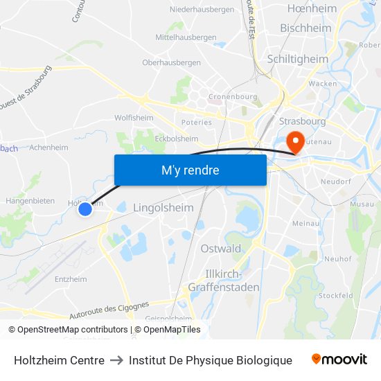 Holtzheim Centre to Institut De Physique Biologique map