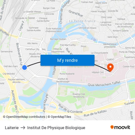 Laiterie to Institut De Physique Biologique map