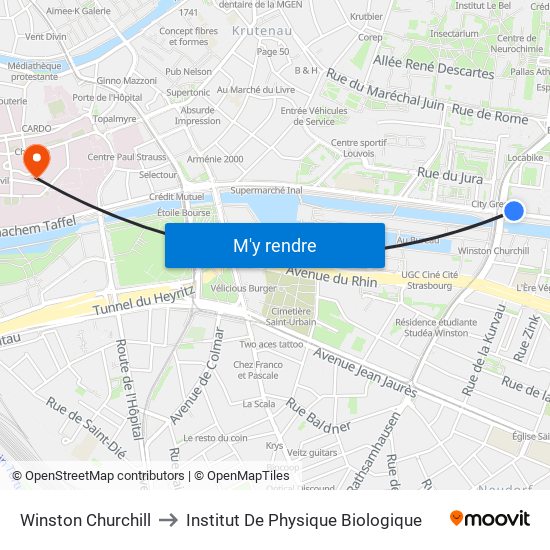 Winston Churchill to Institut De Physique Biologique map