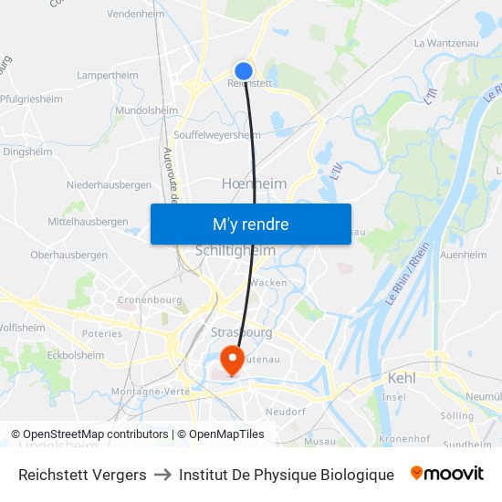 Reichstett Vergers to Institut De Physique Biologique map