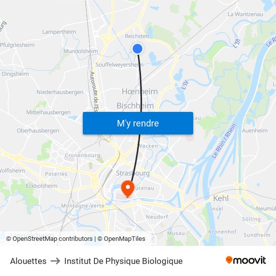 Alouettes to Institut De Physique Biologique map