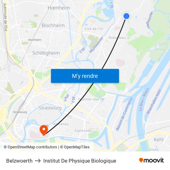 Belzwoerth to Institut De Physique Biologique map