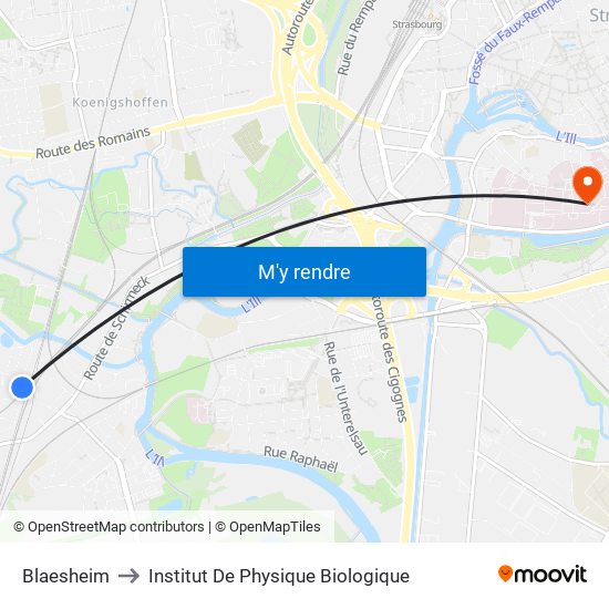 Blaesheim to Institut De Physique Biologique map