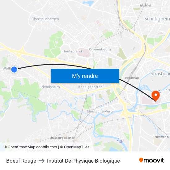 Boeuf Rouge to Institut De Physique Biologique map