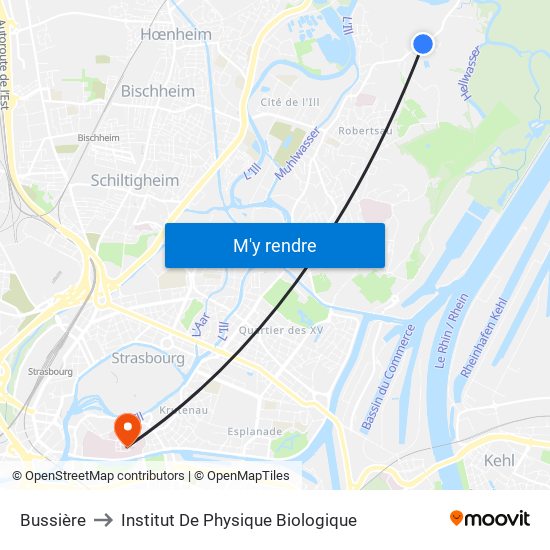 Bussière to Institut De Physique Biologique map