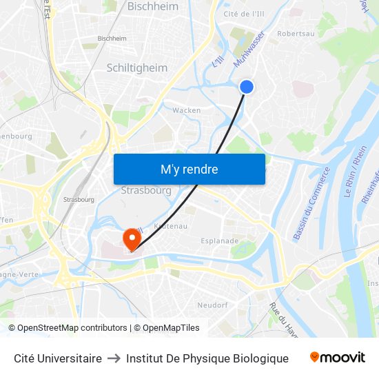 Cité Universitaire to Institut De Physique Biologique map