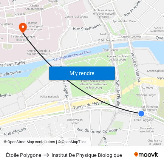 Étoile Polygone to Institut De Physique Biologique map