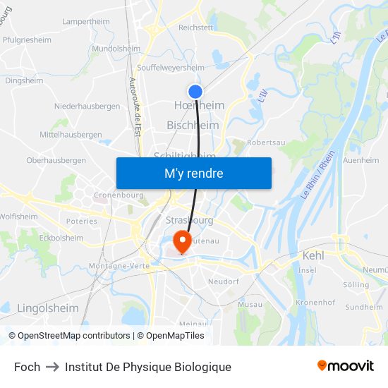 Foch to Institut De Physique Biologique map