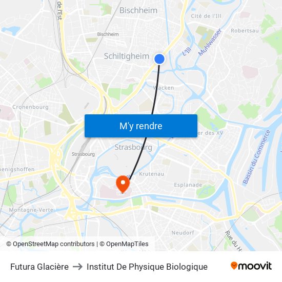 Futura Glacière to Institut De Physique Biologique map