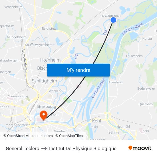 Général Leclerc to Institut De Physique Biologique map