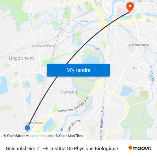 Geispolsheim Zi to Institut De Physique Biologique map