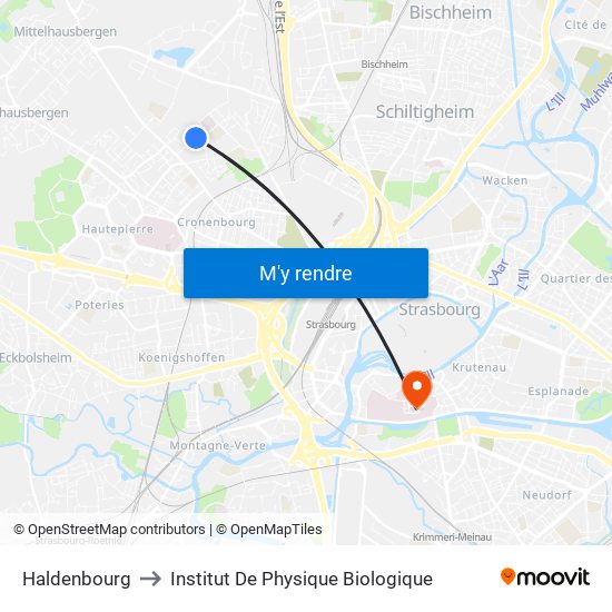 Haldenbourg to Institut De Physique Biologique map