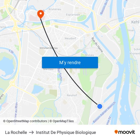 La Rochelle to Institut De Physique Biologique map